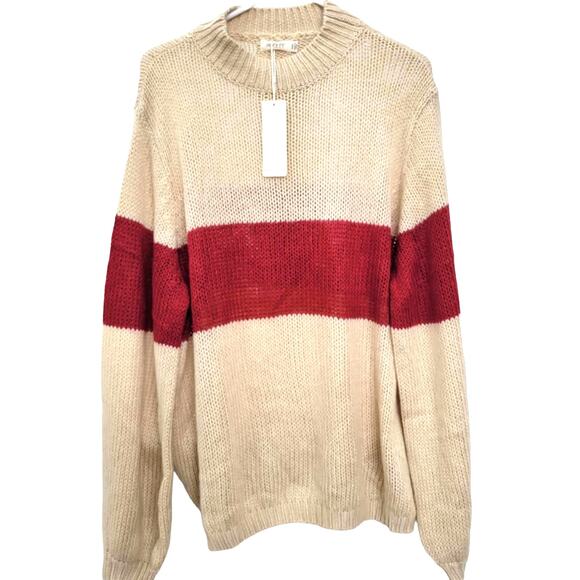 Roolee Knit Long Sleeve Mock Neck Striped Cream/Red Sweater Women Sz XXXL - Picture 2 of 8